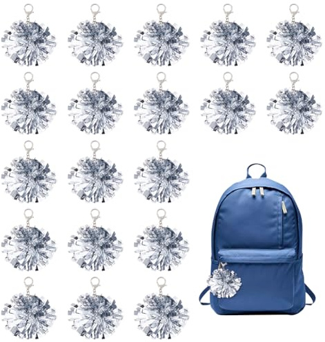 DICOSMETIC 25 Stück Cheer Anhänger Cheer Pom Pom Anhänger Cheer Geschenk Für Das Team Cheerleading Geschenk Süße Taschenanhänger Für Frauen Cheerleading Schlüsselanhänger Charme Platin Farbe