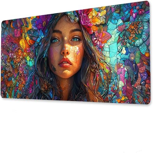 Couleur Mouse Pad Mat, Tapis de Souris Gaming XXL 1600x800x4mm, sous-Main Bureau Gamer, Tapis Table Joueur sans Couture Extra Large, Base antidérapante, Clavier Preuve de l'eau Femme D-2