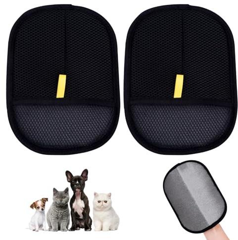 Yoedge Lot de 2 Gants de toilettage Double Face pour Chiens et Chats - Gants d'épilation antistatiques réutilisables - Démêlage et toilettage Pendant Le Bain