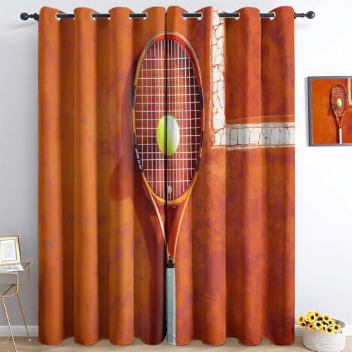 Cortinas Opacas Color Na ra nja, Cortinas Salon Modernas 2 Piezas 140x260 CM Tenis Cortinas Termicas Aislantes Frio y Calor Blackout Curtains con Ojales Cortinas para Dormitorio/Comedor