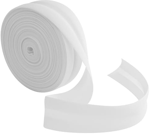 10 m enkelt vikta snedband, 20 mm Bias Tape bomull brett fållband för sömnad av kläder, sömnad, rörledningar, quiltning, vit