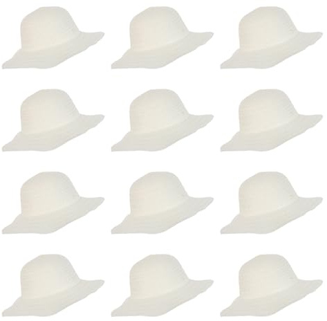 LALADEFIEE Lot de 12 Chapeaux de Paille Tressés à Large Bord, Beige, PP | Lot Chapeau de Paille Plage, Chapeau de Plage Uv, Chapeaux de Fête du Thé Soi-même