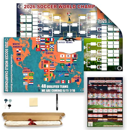 2026 Football World Cup Schedule Poster & Final Round 48-team Collection Showcase, Waterproof &Tear-resistant, 54 X 77 cm World Cup Matches Fixtures, Double-Sided, Gift box for Football Fans(WCP-BIG