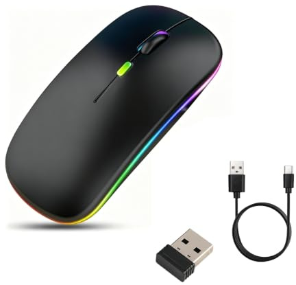 Nexaflow Uiosmuph Ratón Inalámbrico Bluetooth,silencioso,con Receptor USB BT5.0 y 2,4 GHz,Recargable,Compatible con MacBook, PC, Windows, Android
