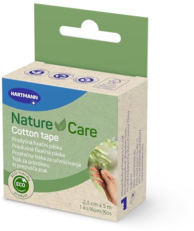 Hartmann Nature Care Esparadrapo de Algodón, Autoadhesivo, Fija Apósitos y Gasas, Transpirable, Eco-Friendly, Envase Libre de Plástico, 2.5 cm x 5 m, 1 unidad