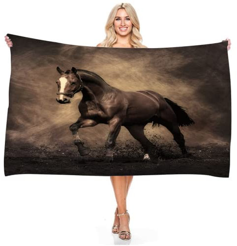 Ailaikei Pferde Strandtuch galoppierendes Pferd Collection Badetuch, Pferde-Motiv, Badetuch groß,microfaser,Geschenk für Mädchen (3,70x140cm)