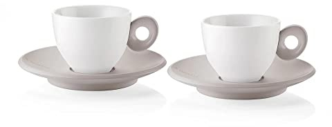 Set 2 tazzine Caffè con piattino Everyday Guzzini 081700158 Porcellana Bianco Grigio Tortora lavastoviglie