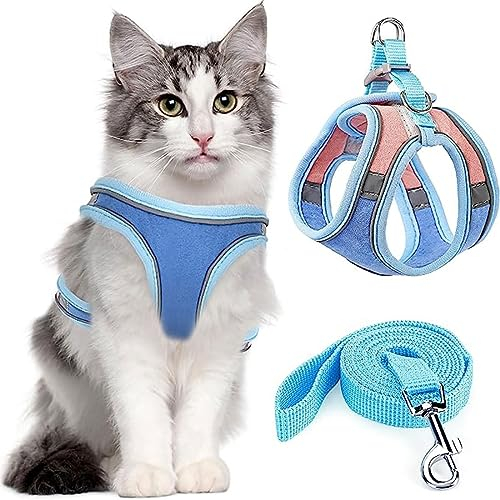 tylxayoxa Katzengeschirr Mit Leine Ausbruchsicher, Katzenleine Mit Geschirr Für Katzen Weich Katzen Weste Mit Leine Für Kitten Hunde Große Katze (Color : B, Size : L)