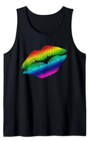 Rainbow Kissing Lippenstift | Perfektes 80er Jahre Party Design Tank Top