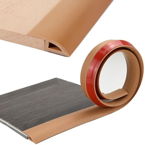 Übergangsprofil Selbstklebende Türeinfassung mit Lippe, Fugenverbindungsstreifen Zwischen Teppich und Vinyl, Gummi-Bodenbelag-Reduzierstreifen für Unebene Böden für 7 mm–10 mm (Color : Light Brown,