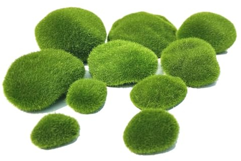 JDCMEI 10 Piezas Bolas de Musgo Verde, Musgo Esférico Conservado Piedras Artificiales de Musgo Musgo Artificial Rocas Decorativa para Arreglos Florales, Jardines de Hadas, Manualidades