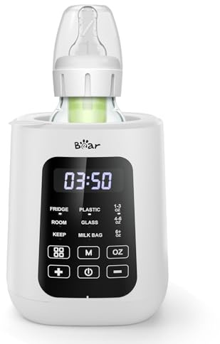 Bear Baby Bottle Warmer, Milk Warmer Breastmilk Bag Formula Fast Warming for New Born Baby Bottles, with Time Temp Control Automatic Shut Off at Home Use