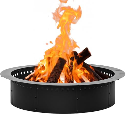 OutVue 107 cm (42 tum) brandring, stor rund rökfri eldstadsinsats, eldstad ring för camping, träeldstad för gården, trädgård, utomhus öppen spis, gör-det-själv brandringar för utomhus