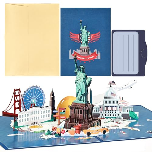 Joyoldelf USA popup-kort, 3D-resekupong presentkort för Amerika resa eller smekmånad, kupongkort, resekupong till födelsedag, New York presentkort för semester