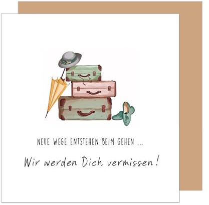 Edition Seidel Premium quadratische Glückwunschkarte zum Abschied mit Umschlag. Abschiedskarte mit Spruch für Frau Mann Kollegin Kollege Pension Abschied Rente Ruhe (ASQ114 SW025)