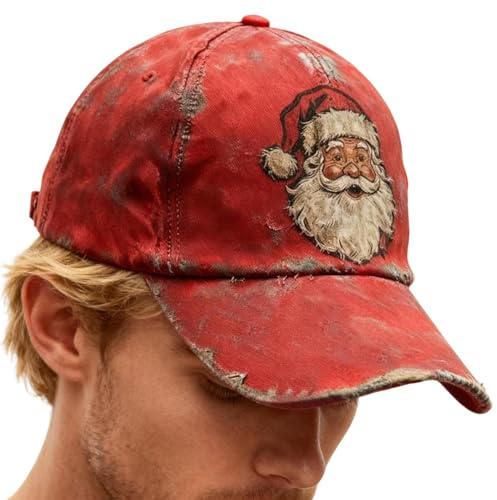 Cappello da Baseball da Donna - Copricapo Casual Regolabile Vintage, Berretto Stampato con Babbo Natale alla | Elegante Accessorio da Esterno, Comodo Cappello Parasole, Visiera Sportiva Leggera p