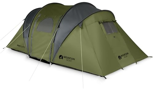 MOUNTAIN GOAT Kuppelzelt, Camping Zelt 4 Personen, 4000mm Wasserdicht, Winddicht Igluzelt, Campingzelt, Familienzelt, Festivalzelt, Trekkingzelt mit Tragetasche, Grün