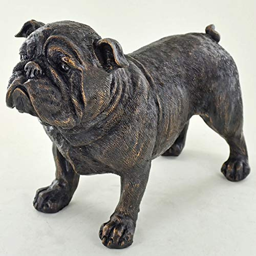 Prezents.com Große Bulldogge, stehend, bemalte Bronze-Harz-Skulptur – Haustier-Geschenke, auffällige Heimdekoration, Höhe: 13,5 cm