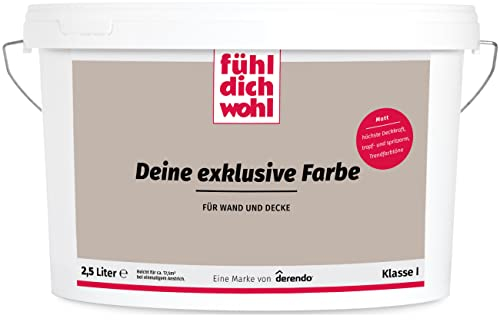 derendo Fühl Dich Wohl Deine Farbe braun, matte Wandfarbe braun, hohe Deckkraft, verschiedene Brauntöne zur Auswahl (2,5L, Cappuccino)
