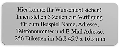 Adress-Aufkleber | PERSONALISIERT | 256 Stück | kleine Etiketten mit Wunsch-Text - Motiv Farbe Hellgrau | für Namen und Adressen