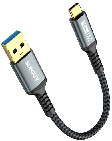 SUNGUY USB C Kabel, 15CM USB auf USB C Kabel Kurz, USB 3.1 GEN2 10Gbps USB C Datenkabel Kompatibel mit Android Auto, iPhone 16/15 Plus Pro Max, Galaxy S8/S9 Plus/S20, Huawei P20/P30, Xperia XZ/Z5-Grau