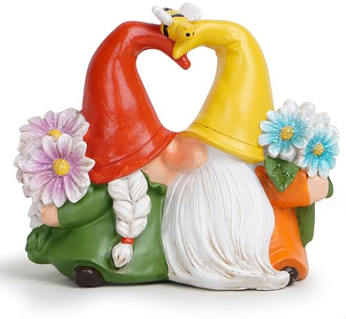 Hodao Frühlingswichtel, Paar, Dekoration, Blumenzwerge, Ornamente, Dekoration, Sommer-Zwerge, Figuren, Frühlingselfen für den Außenbereich, Gartendekoration, Frühlingsgeburtstagsgeschenke für Frauen