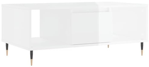 Makastle Wohnzimmer Tisch für Couch, Center Tisch Couchtisch Kaffeetisch Beistelltisch Wohnzimmertisch Sofatisch, Hochglanz-Weiß 90x50x36,5 cm Holzwerkstoff