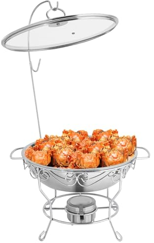 FUIERI Stainless Steel Warming Container Food Warmer with Lid Warming Container Rechaud, Chafing Dishes for Catering, Buffet and Party,Silver