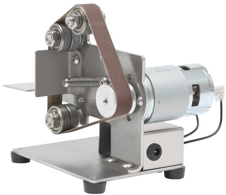 Elektrischer Bandschleifer 150W 10000 RPM Mini Bandschleifer mit 10 Schleifbändern DIY PoliermaschinenSchleifer 7 Geschwindigkeiten Einstellbar Polierer für Metall Holz