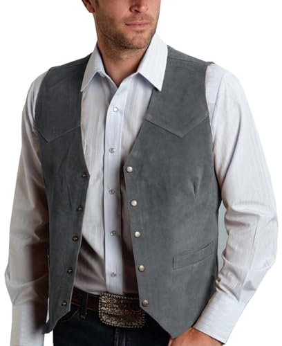 Allthemen Vintage retro herrväst ärmlös mockajacka slim fit casual business, Färg: grå, M