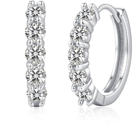 MISUMOR Moissanit kreoler örhängen silver 925 rund D färg VVS1 klarhet moissanit guld örhängen damer innerdiameter 12,8 mm smycken damer gåvor till kvinnor mamma flickvän, En Storlek, Sterlingsilver