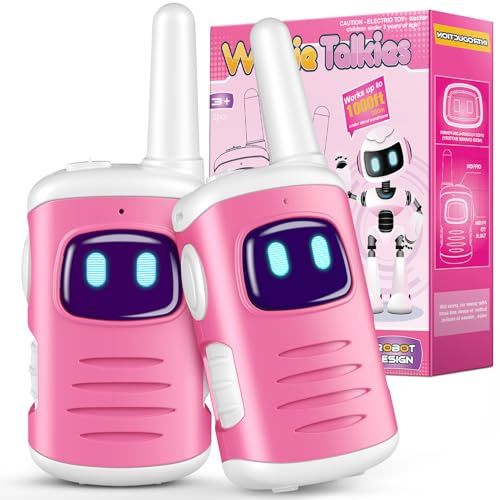 EUTOYZ Walkie Talkie, 4 5 6 Year Old Girl Gifts for 5 6 7 8 Year Olds Girl Toys Age 3-12 Kid Toys Walkie Talkies Walky Talky Birthday Presents Outdoor Camping White Pink