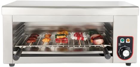 DQSPDBD Commercial Salamander Broiler Countertop Grill 110V 1500W Electric Salamander Cheese Melter Stainless Steel Wall Mounted Cheese Broiler Oven w/ 122-572°F Temp for Cheese Steak Sandwiches