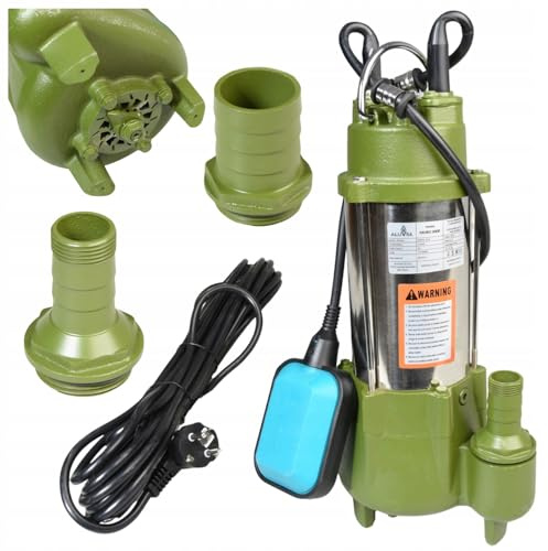 Tauchpumpe MORO 300R mit Zerkleinerer (300 W, 3300 l/h, max. Förderhöhe 15 m) – Schmutzwasserpumpe mit Schneidwerk - Fäkalpumpe für Abwasser und Klärgruben – Tragbare Pumpe mit Schwimmerschalter