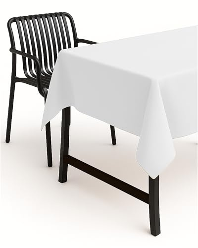 texpot Tischdecke 160 x 220 cm oval Weiß Leinenoptik Lotuseffekt Fleckschutz Bügelfrei Tischtuch