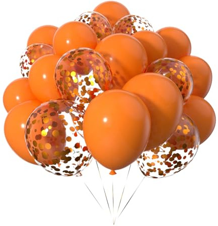 Ainmto 50 Stück 12 Zoll Luftballons Orange Helium und Ballons Konfetti Orange für Geburtstag, Hochzeiten
