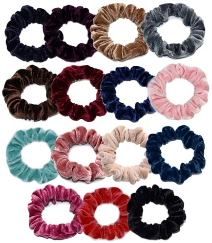 AYNKH 15pcs fer à friser pour femmes, cheveux de velours de haute qualité avec support de queue de cheval corde souple élastique ruban épais, boucleur multicolore sans marques