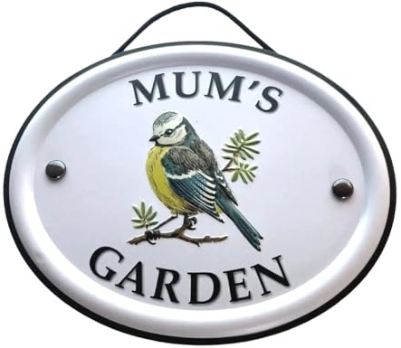 Personalised Garden Sign Hanging Outdoor Tin Plaque Embossed Metal Wall Signs Mum's Garden