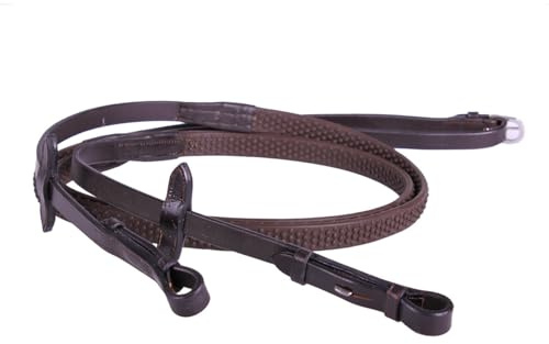Equipride Rênes en cuir avec super adhérence antidérapante pour bride en caoutchouc super flexible (marron, extra plein)
