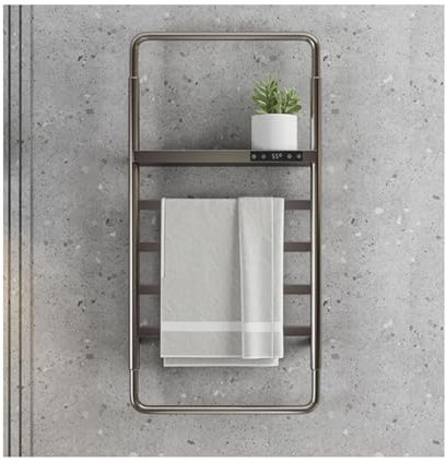 WRJAHCG Acero Inoxidable Secatoallas Baño Electrico,Bajo Consumo Radiador Toallero Electrico Baño,Calentador De Toallas Pared con Estante Superior,A Gray,Hard Wired