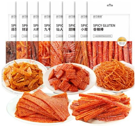 BaiLiSnacky Bastoncini piccanti cinesi 92g*8 confezioni Latiao Cibo cinese Strisce piccanti Latio Bastoncini piccanti Snack cinesi Snack da ufficio Snack casual Snack da festa