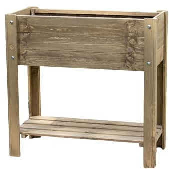 Darthome Wood Raised Flower Bed Garden Planter 78x81x37cm Brown Rustic Rectangular Flower Herb Box