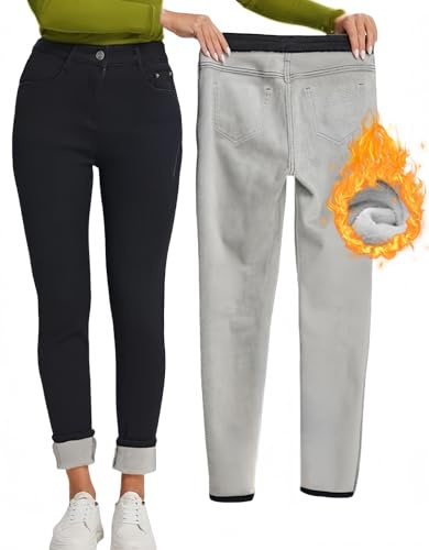 LuminBlaze Jeans Felpati Donna Denim Imbottiti Termici Invernali Jeans Skinny Vita Alta Elasticizzati