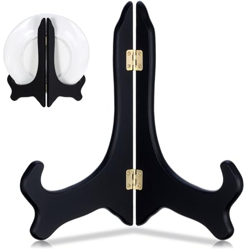 HaiFafafaing Supporti per piatti per display da 20 cm in legno nero piatto espositore per piatti decorativi per visualizzare mini cavalletto cornice supporti per immagini per libri piatto carta CD