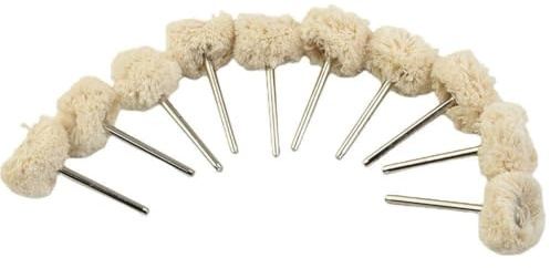 Getdoublerich 10pcs Wool Polishing Wheels with Shank for Rotary Tools, Inch Buffing Pads for Metal, Jewelry, Wood, Glass and Stainless Steel Grinding