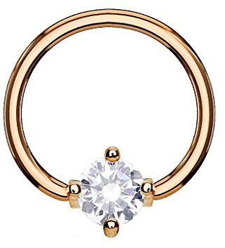 beyoutifulthings Ring ZIRKONIA Brustwarzen-Piercing Intim-Piercing Brust-Piercing Edelstahl Gold Silber ROSÉGOLD SCHWARZ 1,2/1,6mm Ring 10/ 12mm