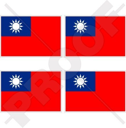 TAIWAN Taiwanesische Flagge, Fahne Republik von China,RoC 50mm Auto & Motorrad Aufkleber, x4 Vinyl Stickers