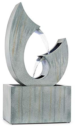 blumfeldt Trumpet Flow - Fontaine de Jardin, pour intérieur et extérieur, Circulation d'eau Continue avec Loopflow Concept, Pompe de 8W, IPX8, 4 LED, métal galvanisé, câble Secteur de 10 m