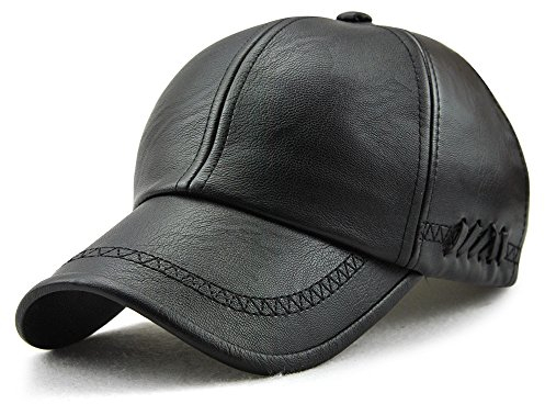Ueither Herren PU Leder Baseballmütze Schirmmütze Kappe Herbst und Winter Baseballkappe Hut