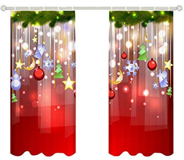 Noel, Rideau Noel Voilage - Impression Numérique | Fibre Polyester | Semi-ombrage | Résistant Au Soleil | Noel Rideau Adapté Au Salon Et À La Chambre